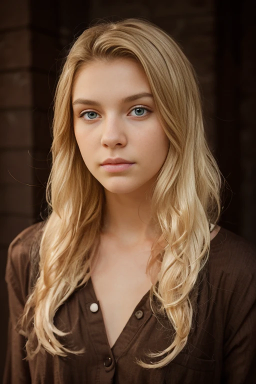 (masterpiece), science fiction, landscapes, (( a 16-year-old woman, blonde, wavy hair)),blue eyes, (high fade: 1.3), (golden eyes, makeup), curly hair, dark theme, soft tones, muted colors, high contrast, (natural skin texture, hyperrealism,