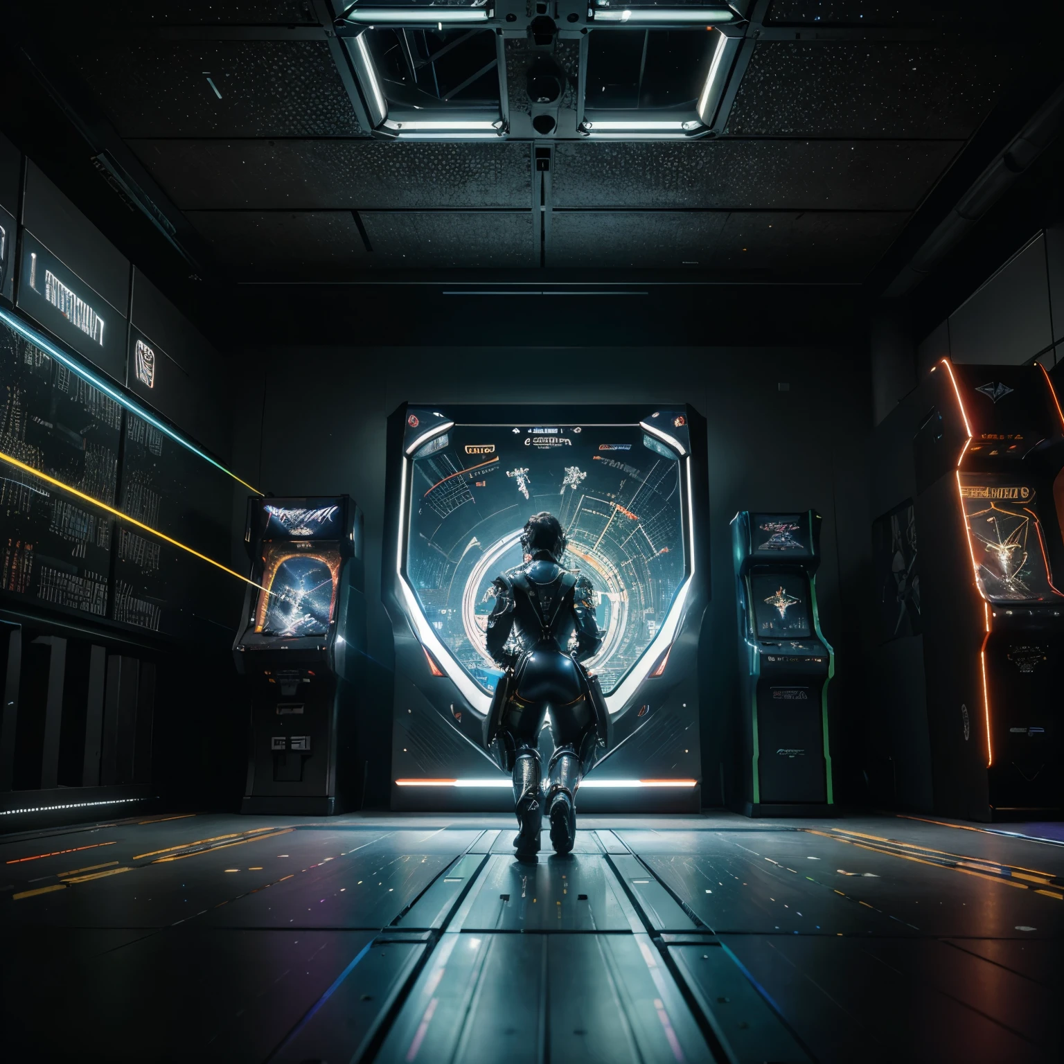 (Best quality, 8K, A high resolution, tmasterpiece:1.2), （Ultra-detailed), (Futuristic arcade game consoles produced by Cybertron Technologies: 1.5)，Metal Slug games，High-end arcade game consoles，Color screens show Metal Slug games，dreamy glow，luminous neon lights，High-tech mechanical parts,Made of titanium alloy metal, Electric yellow and bright orange, Vivid glowing screen, Reflective metal surface, Dynamic and stylish design, motion blur effect, meticulous craftsmanship, Sci-fi atmosphere, Streamlined aerodynamic shape, Laser scanning pattern, holographic projections, Light-emitting circuit lines, hauntingly beautiful, Otherworldly precision, Advanced sensors, Complex algorithms, Ominous and mysterious atmosphere, electric sparks, Shiny chrome plating，Solo，concept-art, Fantasy theme, Global illumination, Reflection, hyper HD，The light is bright，RGB colors，vibrant with colors