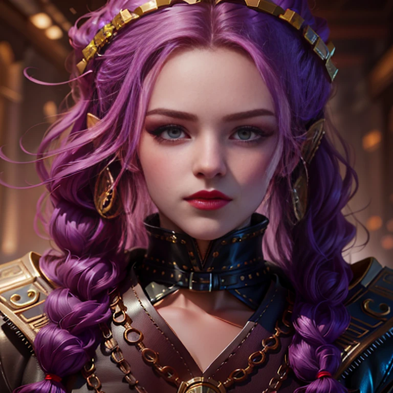 a close up of a woman with purple hair and a leather jacket, cgsociety portrait, fantasy concept art portrait, closeup character portrait, character art portrait, detailed character portrait, epic exquisite character art, fantasy character portrait, line art, epic portrait illustration, stunning character art, alexandra fomina artstation, character portrait closeup, character concept art portrait, trending on artstation 4k