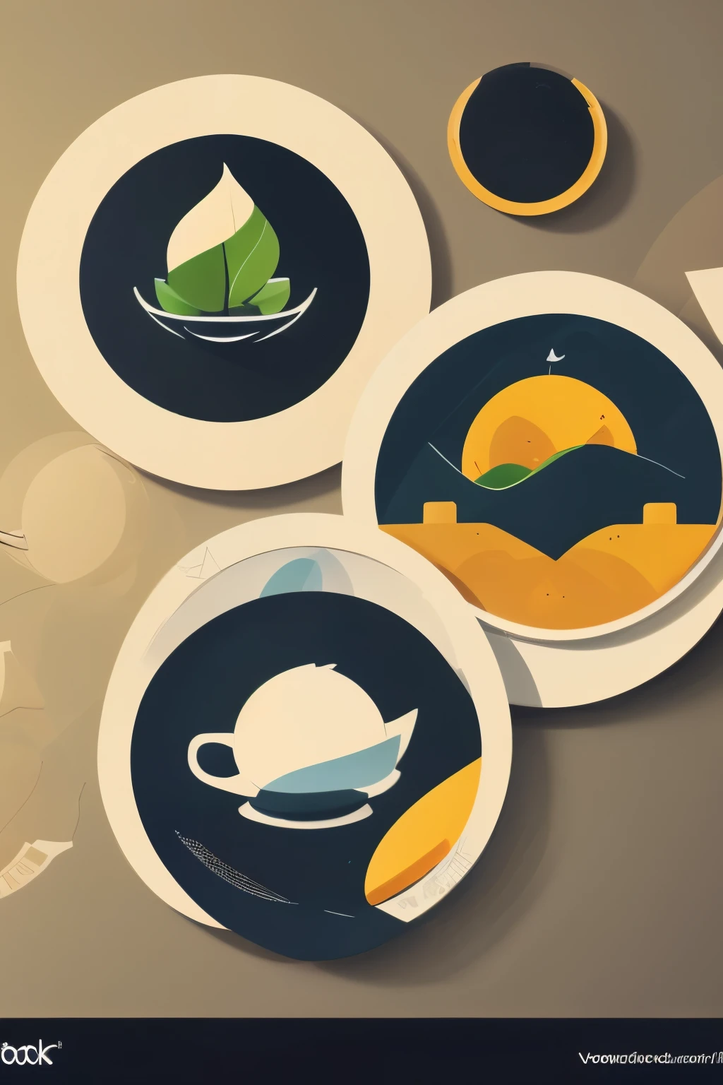 tea bag logo , for a futuristic company in a minimalist style in a perfect circle , maximum quality