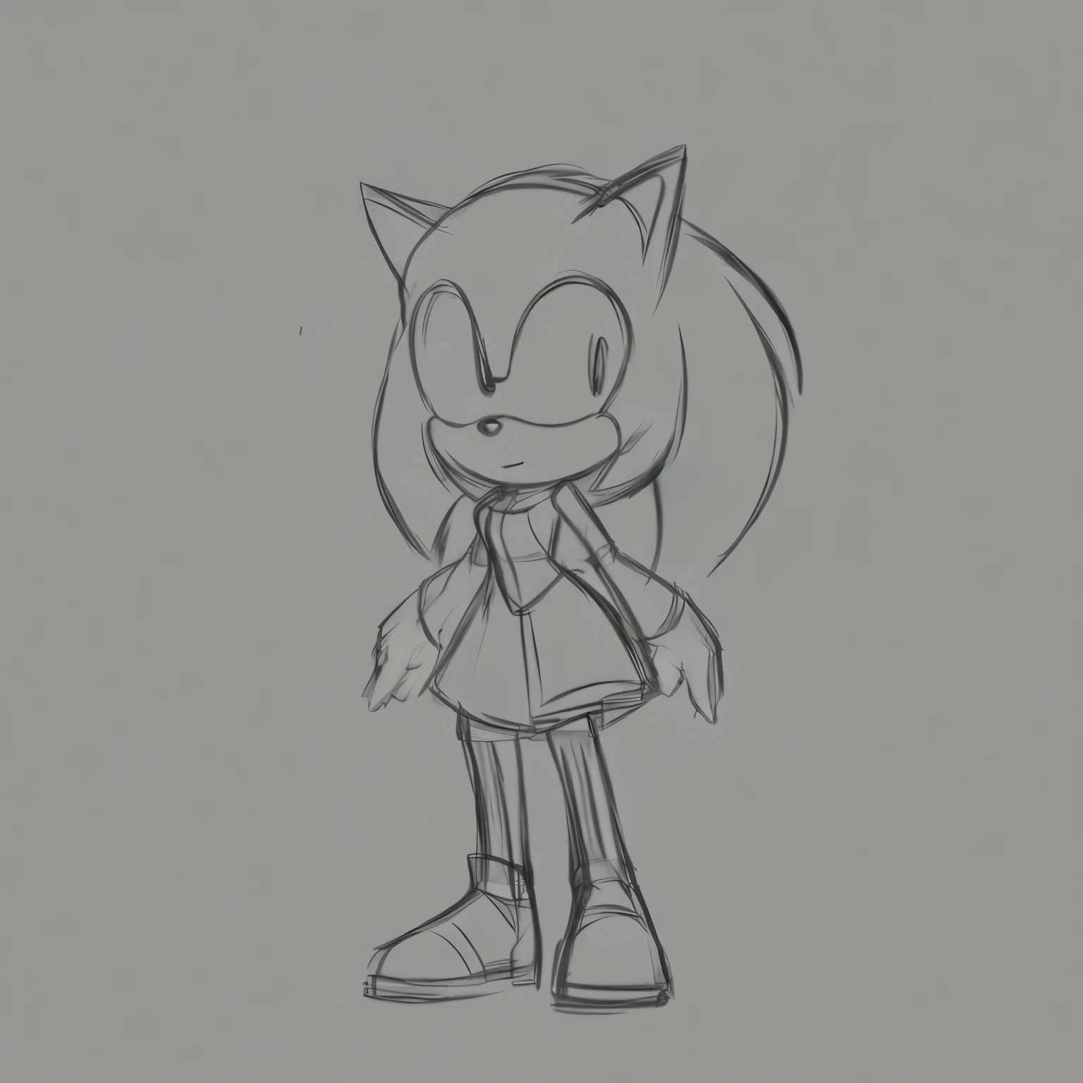 Female, Mobian, Hedgehog, ((Sketch)), Sketch base, base, blank background, standing