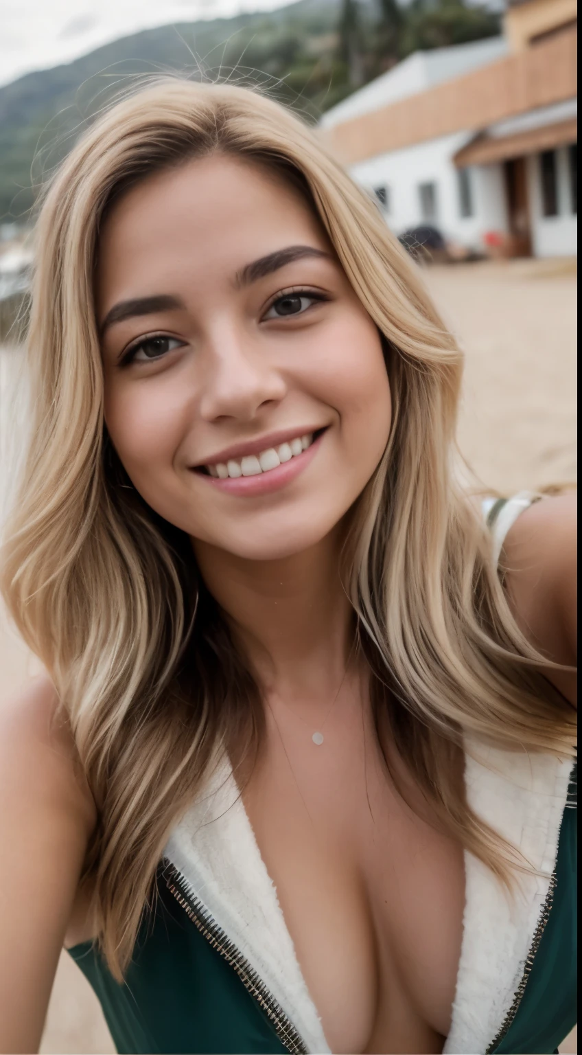 Foto RAW em sequencia, uma foto de uma adolescente 23anos, ((selfie da parte superior do corpo, feliz)), mordendo dedo, rosto detalhado, planos de fundo detalhados pouco desfocados, luzes naturais, HDR, foto realista, foto profissional, flerte com o espectador, visual sexy, fotorrealista, Linda, pele natural, 8k UHD, alta qualidade, filmic grain, Fujifilm XT3, blonde, blonde hair, blonde girl, brown roots