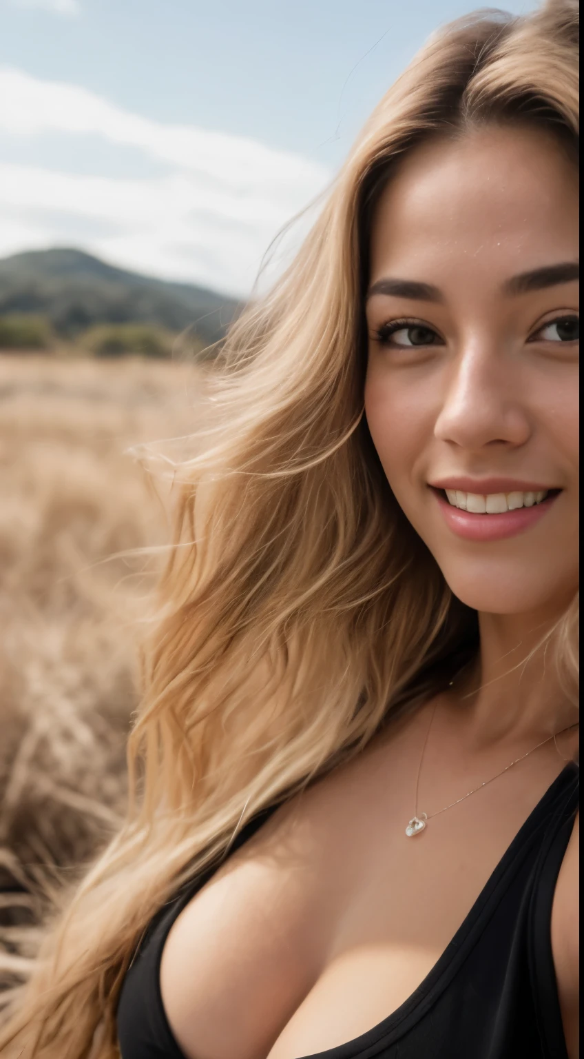 Foto RAW em sequencia, uma foto de uma adolescente 23anos, ((selfie da parte superior do corpo, feliz)), mordendo dedo, rosto detalhado, planos de fundo detalhados pouco desfocados, luzes naturais, HDR, foto realista, foto profissional, flerte com o espectador, visual sexy, fotorrealista, Linda, pele natural, 8k UHD, alta qualidade, filmic grain, Fujifilm XT3, blonde, blonde hair, blonde girl, brown roots