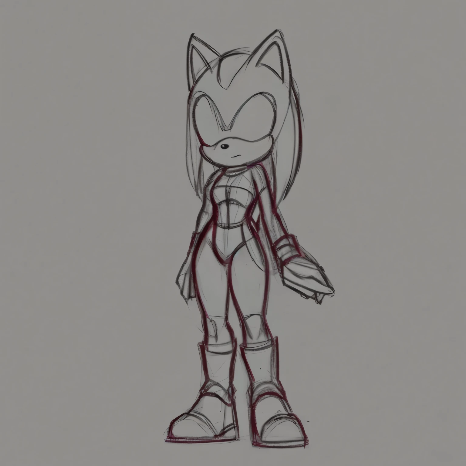 Female, Mobian, Hedgehog, ((Sketch)), Sketch base, base, blank background, standing