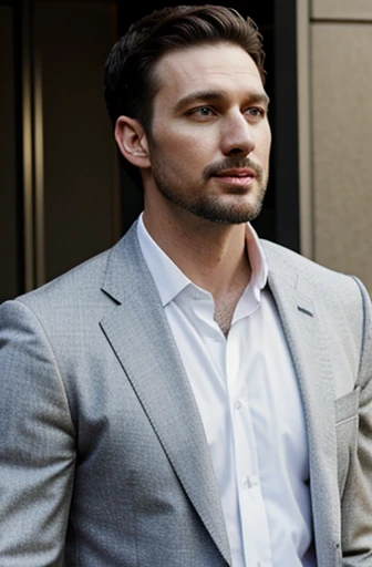 Kevin, man, facial hair, 35 years old, white, suits