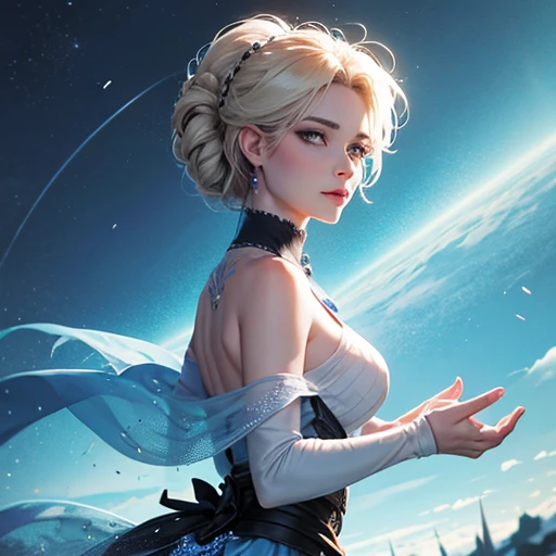 Elsa trauert um ihre eltern , alles ist gefroren , elsas blick verzweifelt