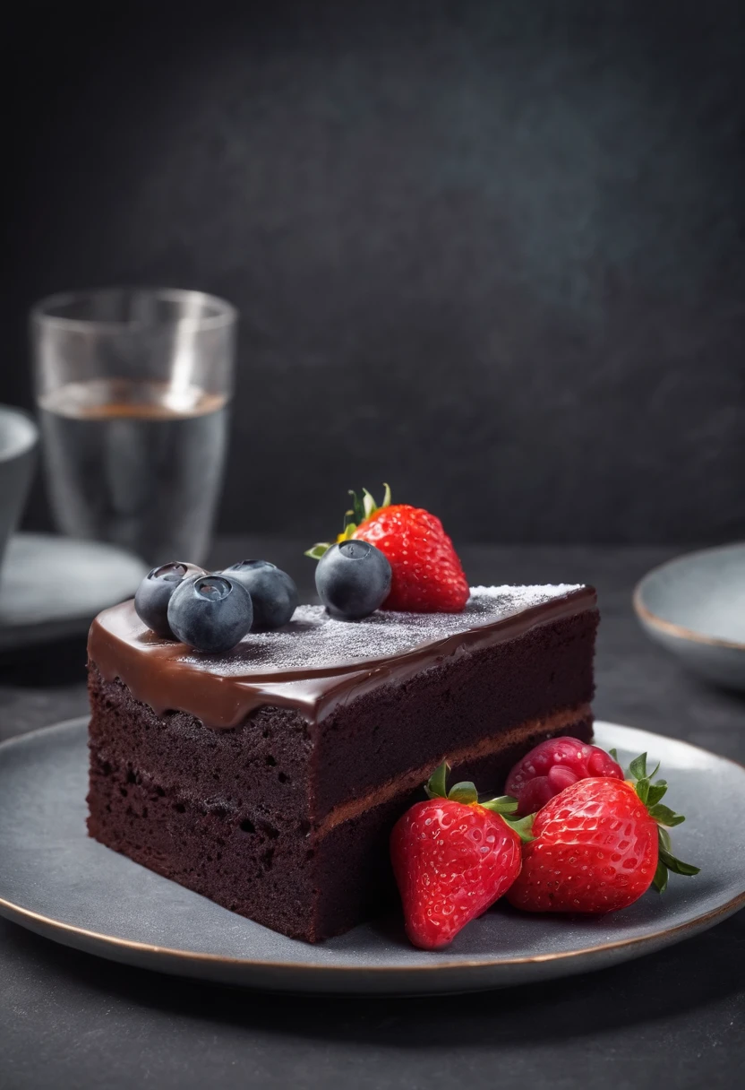 Delicious piece of cake, on a plate,Cinematic, professional photography, Studio lighting, Studio background, Advertising photography, complex parts, Super detailed, ultra realistic, 8k contract