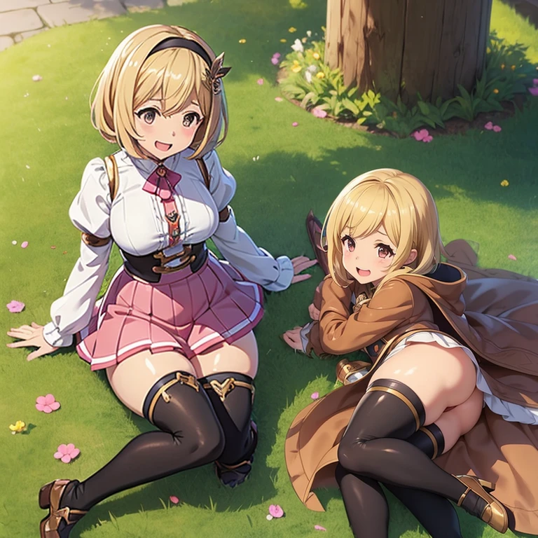 granblue fantasy,Grabble,djeeta,djeetaちゃん,mesugaki,Official Images,Official illustration,black knee high socks,pink clothes,thighs thighs thighs,djeeta,laughter,blonde,むちむちthighs thighs thighs