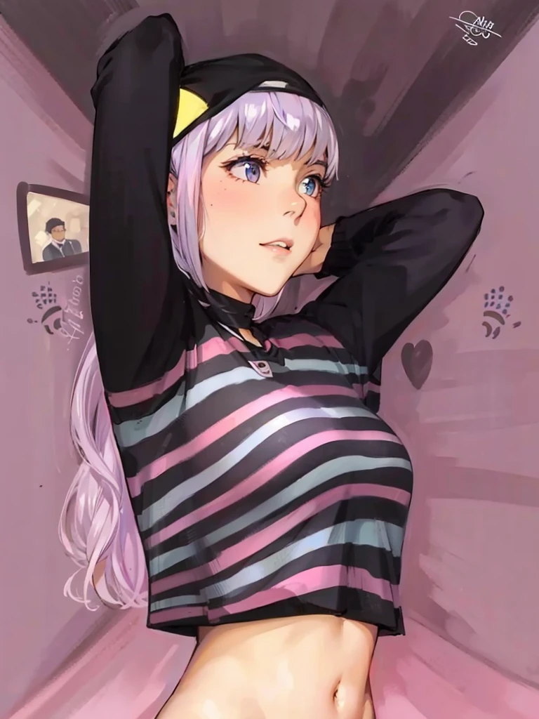 score_9, score_8_up, score_7_up, girl, hetero, 1girl, nazunaxl, purple hair, braided hair rings, short hair, hair rings, blue eyes, ringed eyes, small breasts, masturbating, fingering sitted on a futon,