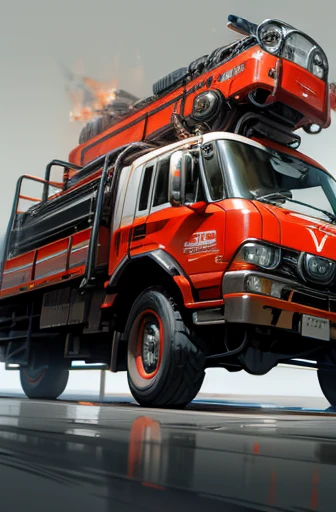 Futuristic design fire engine with ladder, streamline,