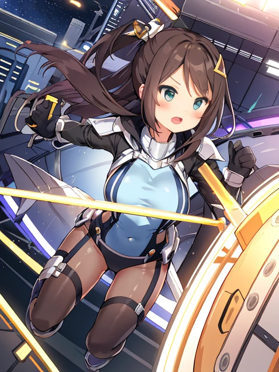 Extreme detail,masterpiece,futuristic city,girl with (energy shield):1.3,tight-fitting bodysuit,protecting herself from danger,using shield in battle,futuristic buildings,flying cars,shield growing brighter,repelling invader