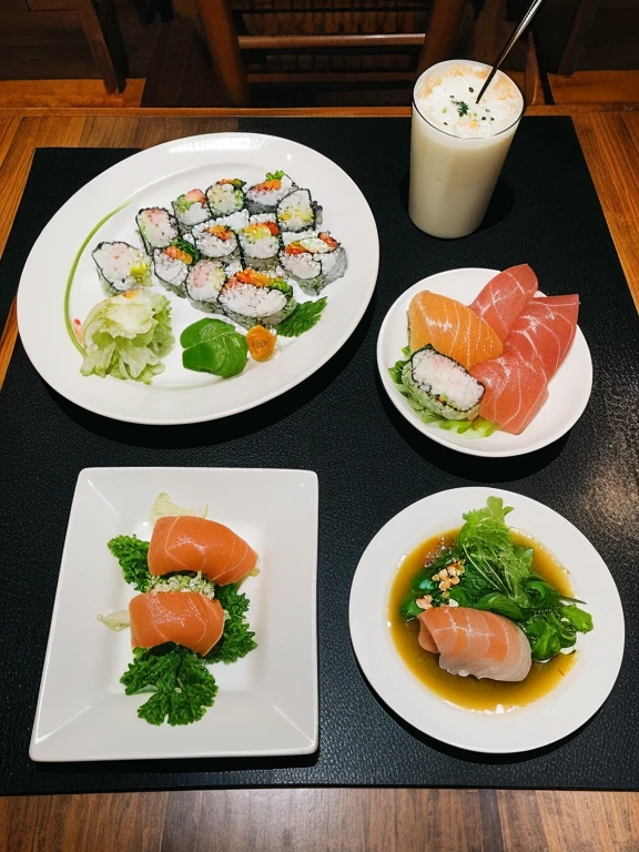 two pieces of sushi on a plate on a table, asao urata, momoshiki ōtsutsuki, style of shuzo oshimi, shin-hanga, shin - hanga, sasai ukon masanao, yuyushiki, kumamoto, sosaku hanga,