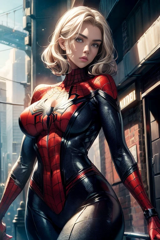 ((((big )))) Vanessa Kirby in a Spider-Man suit, skinny, slim and thick, small waist, 8K