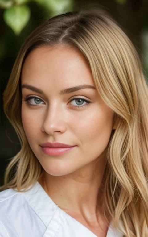 A 25 year old blonde woman wearing a stylish blue shirt with escote, ((hyperréalisme)), very detailed, visage innocent, vue de face, natural wavy hair, yeux bleus, high resolution, chef-d'artwork, best quality, intricate details, very detailed, Sharpness, detailed skin, Realistic skin texture, texture, detailed eyes, professionnel, 4k, Sourire sexy, shot with Canon, 85mm, faible profondeur de champ, couleur de vision kodak, perfectly fitted body, Extremely detailed, photoRealistic, Realistic, Post-traitement, maximum detail, roughness, vrai vie, Ultra Realistic, Photorealism, clivage