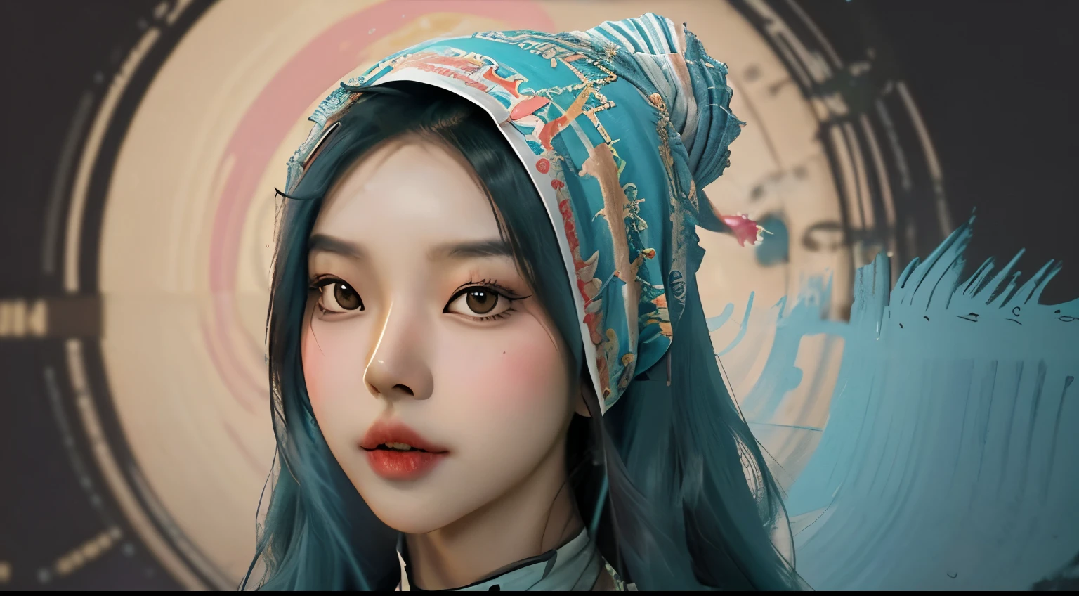 Malay girl in hijab, closeup cleavage, Digital illustration, malaysian, turban cape, s the perfect face, Spotless face, KPOP idol face, virtual influencer, perfect anatomia, at centre, nearing perfection, dynamic, The  very detailed, art  stations, concept-art, smooth private parts, Focus sharp, illustratio, Artwork by Carne Griffiths and Wadim Kashin, Popular topics on art sites, studio photo, Complicated details, asian-looking, Fantasy style, autumn background, Popular topics on art sites, Focus sharp, studio photo, Complicated details, The  very detailed