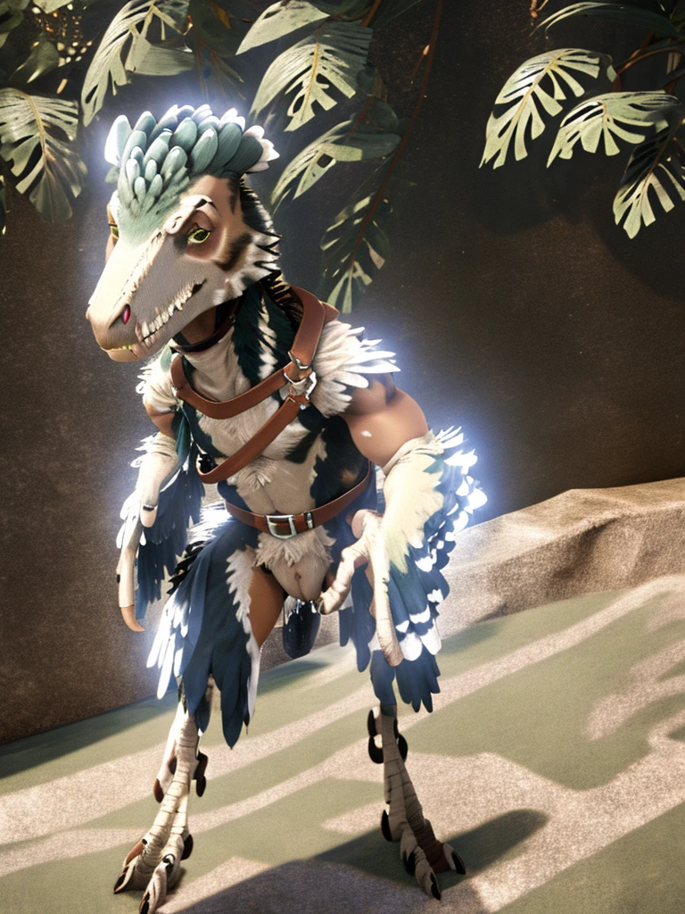 Ultra high resolution, best quality, masterpiece, mirror selfie, (half transformation), human feathered deinonychus animatronic fursuit hybridization metamorphosis, wearing saddle bridle bit and harness, in dark abandoned unlit bathroom, (part human:1.6) (part feral:1.3), (green:1.9) (brown:1.5) (tan:1.4) (striped:1.2) (spotted:1.1), ((liquid goo partial dripping encasement)), Five nights at Freddy’s style, red black pink, you stare at your reflection in horror as you morph into a decrepit deinonychus animatronic