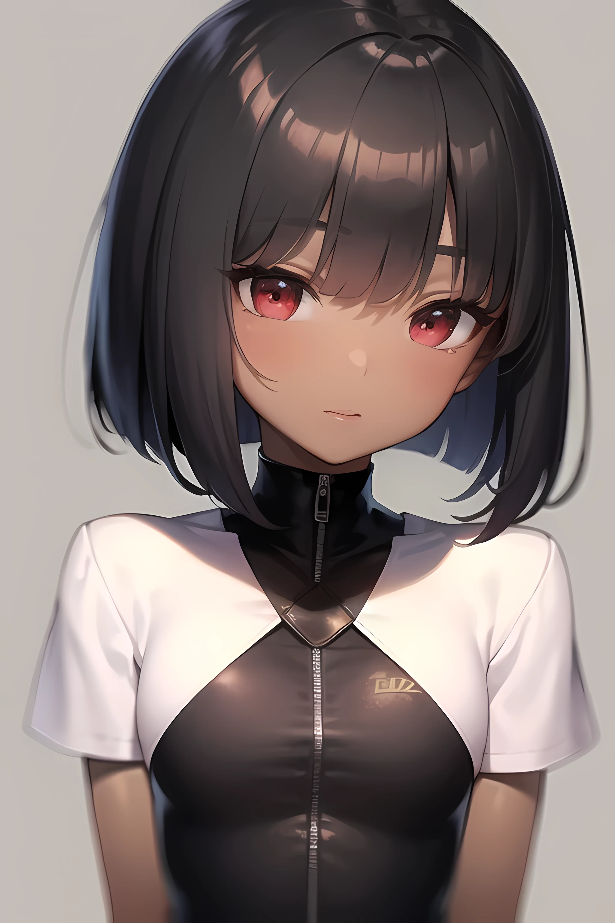 Anime pattern Dark skin tone Red eyes Short bob Upper body