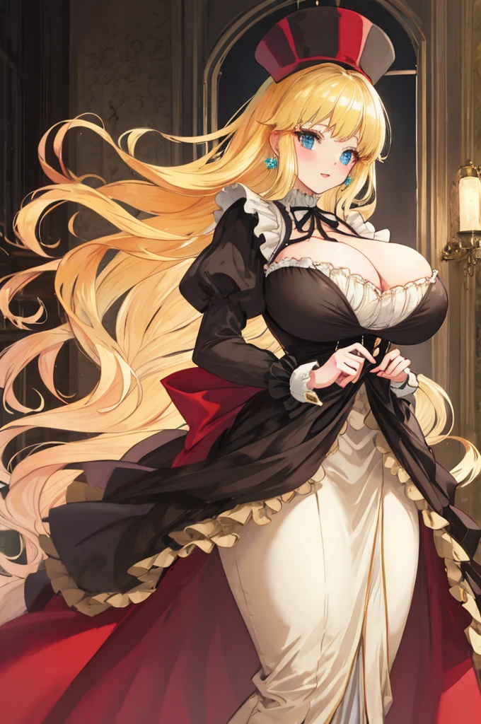 A woman with big ,A princess,long blonde hair,victorian style,translucent,Debauchery,