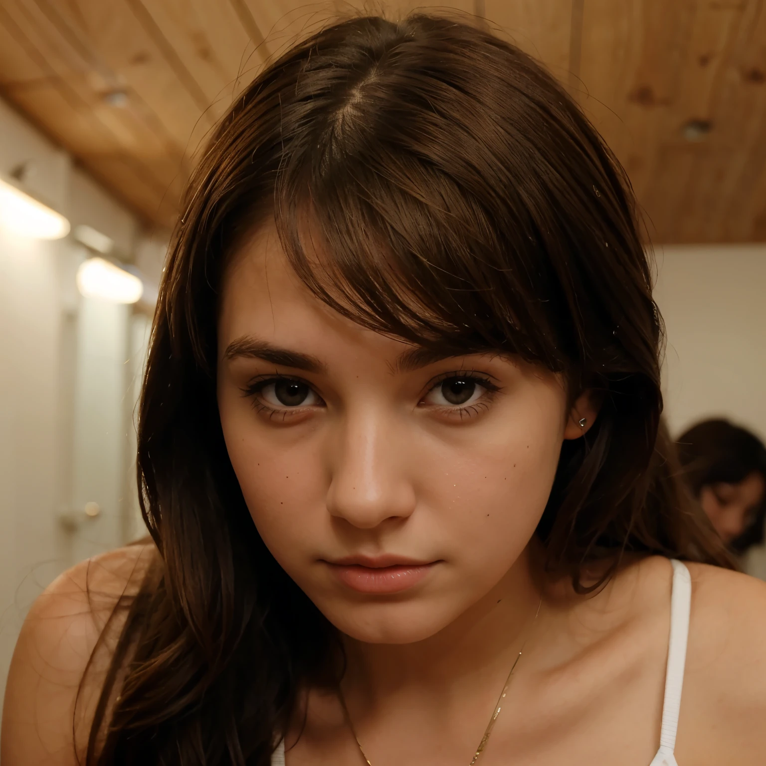 Young brown hair hooked nose girl side profile