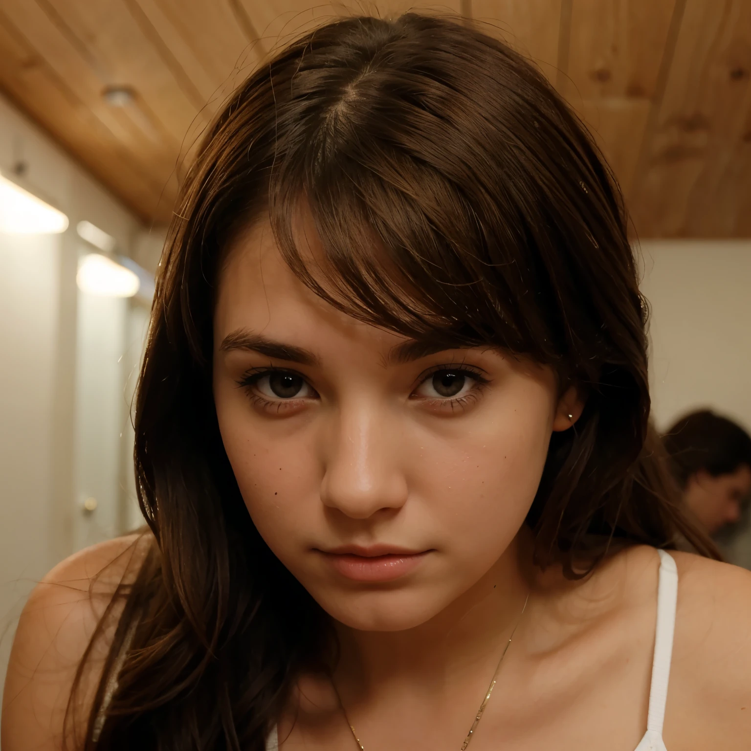 Raw photo: 1.2, 18year old , long hair, red head, raped, sexual pose, photorealistic, shocked expression, prison, dslr