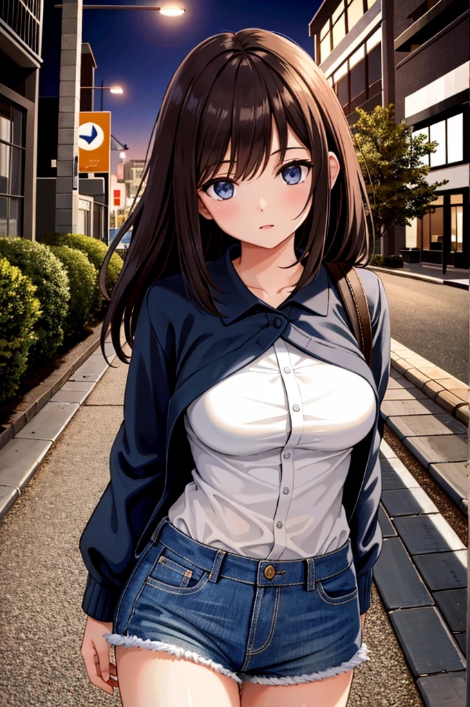 masterpiece, best quality, high resolution, extremely detailed, detailed background, cinematic lighting, 1girl, street