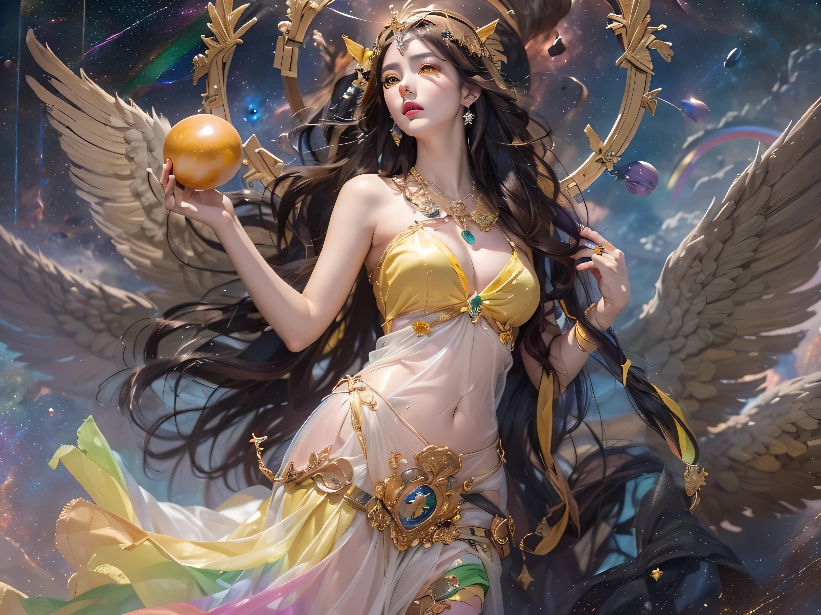Marble statue of the goddess of the moon(the areola is large、the areola color is dark,)、masterpiece、Plain black background、Exhibition Lighting、Detailed shading、highcontrast、top-quality、Top image quality