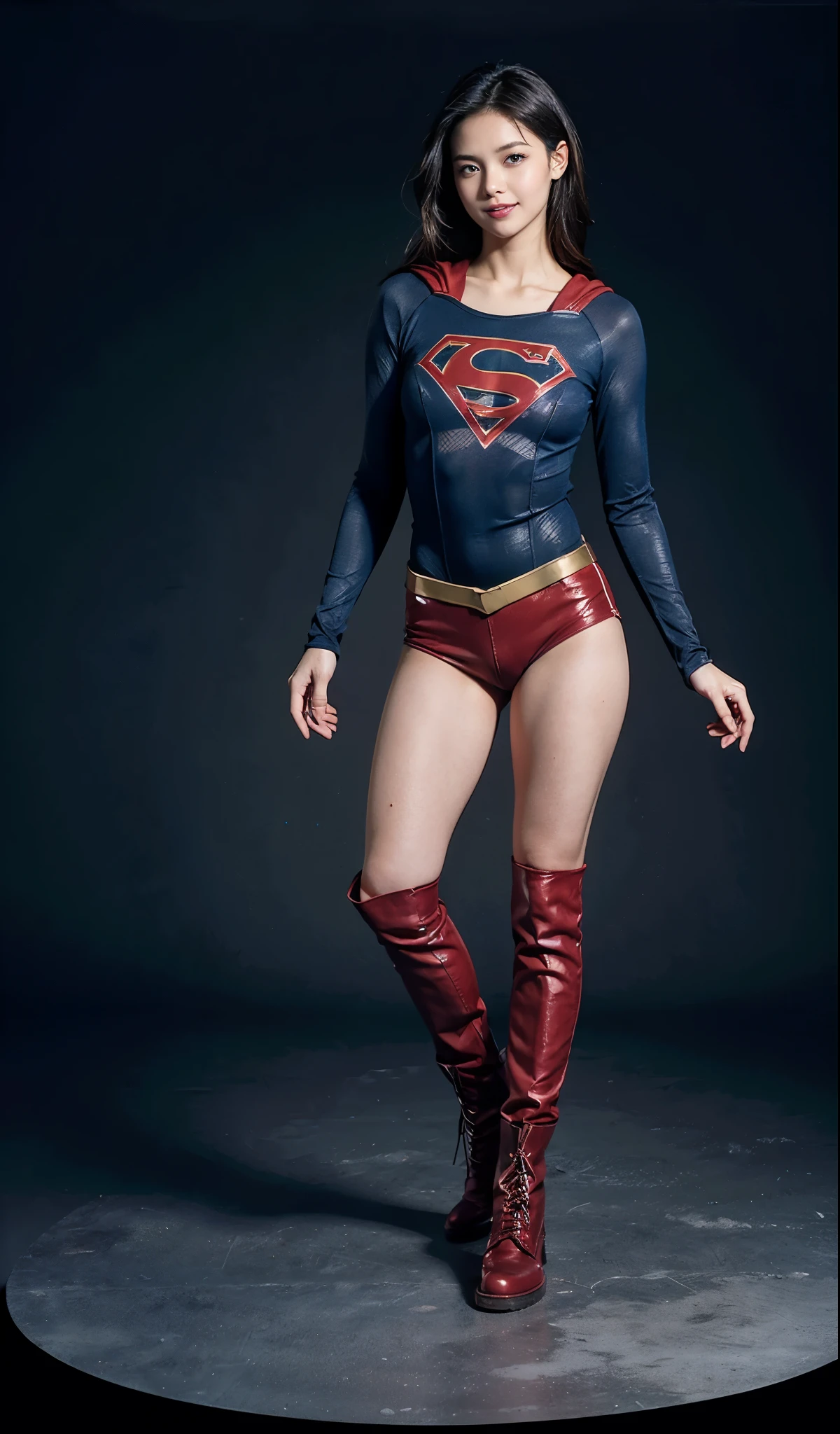 no background、short hair、supergirl costume、Snug costume、(((stretch your legs、tall、Legally express the beauty of your smile)))、((((Get the most out of your original images)))、(((supergirl costume、torn、Tattered、being destroyed)))、(((beautiful hair)))、(((I&#39;m in pain)))、(((Legs must be worn with black tights)))、(((must wear red boots、being destroyed)))、((Highest image quality、8K))、((highest quality、8K、masterpiece:1.3))、(((keep background )))、clear focus:1.2、beautiful woman with perfect figure:1.4、Full of scars、bloody、full of blood、slender abs:1.2、wet body:1.5、Highly detailed face and skin texture、8K