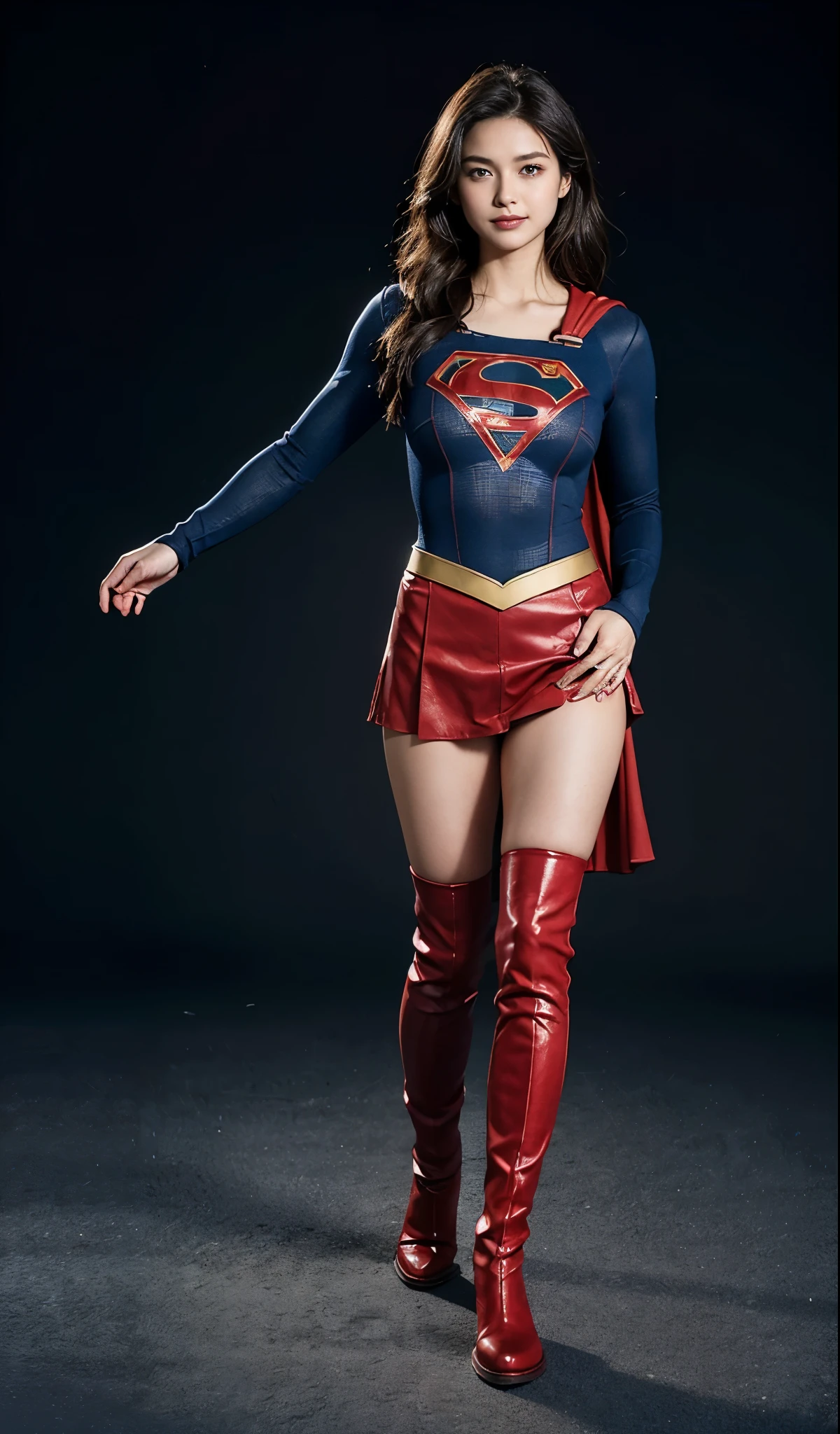 no background、short hair、supergirl costume、Snug costume、(((stretch your legs、tall、Legally express the beauty of your smile)))、((((Get the most out of your original images)))、(((supergirl costume、torn、Tattered、being destroyed)))、(((beautiful hair)))、(((I&#39;m in pain)))、(((Legs must be worn with black tights)))、(((must wear red boots、being destroyed)))、((Highest image quality、8K))、((highest quality、8K、masterpiece:1.3))、(((keep background )))、clear focus:1.2、beautiful woman with perfect figure:1.4、Full of scars、bloody、full of blood、slender abs:1.2、wet body:1.5、Highly detailed face and skin texture、8K