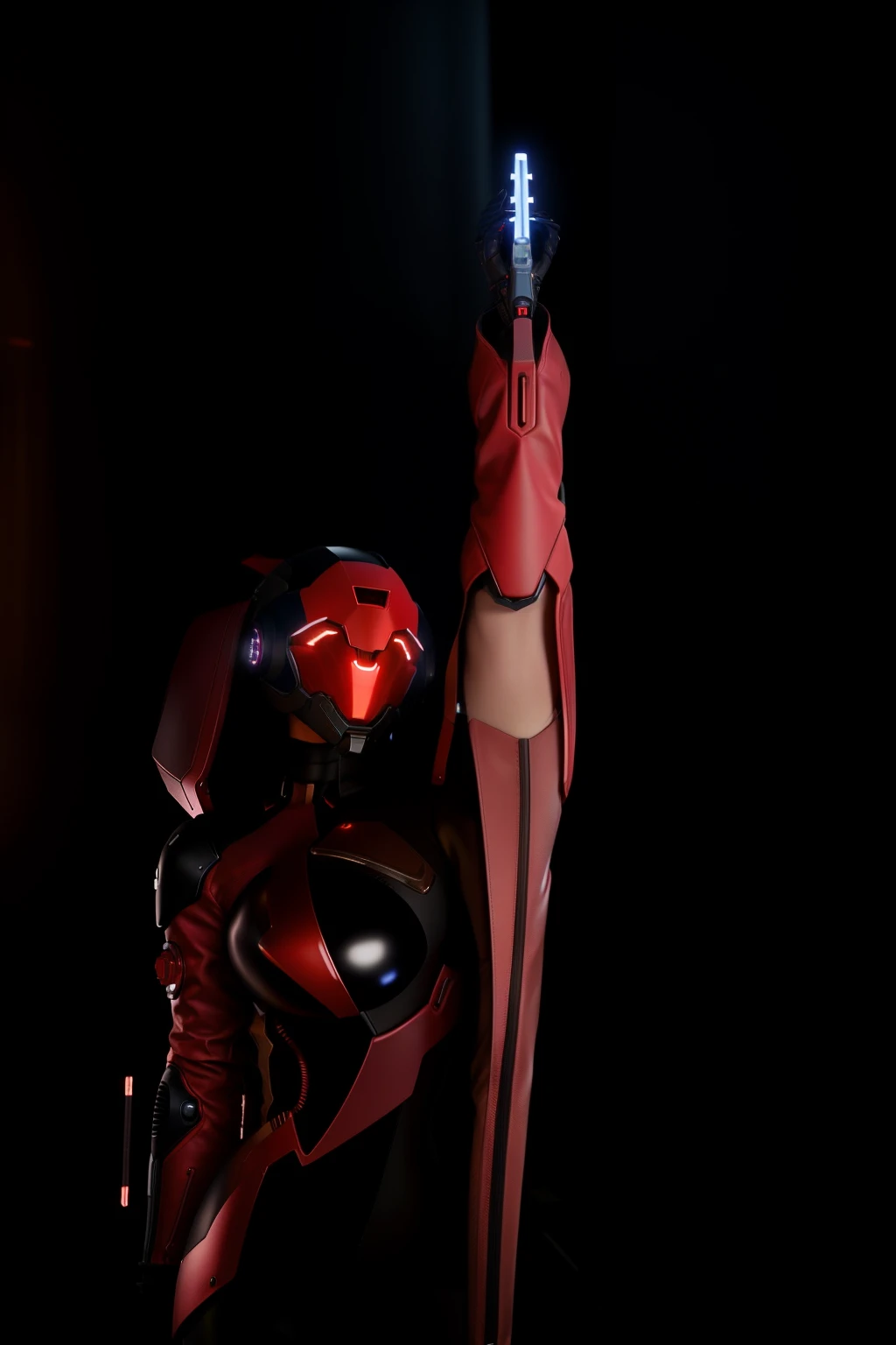 arafed woman in rouge leather outfit standing next to a rouge Moto, rouge and cinematic lighting, assis sur une moto cyberpunk, rouge realistic 3 d render, Moto, all rouge, some rouge, art du personnage de rendu 3D 8 k, wearing a rouge outfit, rouge, rouge skin, renderouge in sfm, glowing rouge, rouge clothes, ((rendu d&#39;octane))