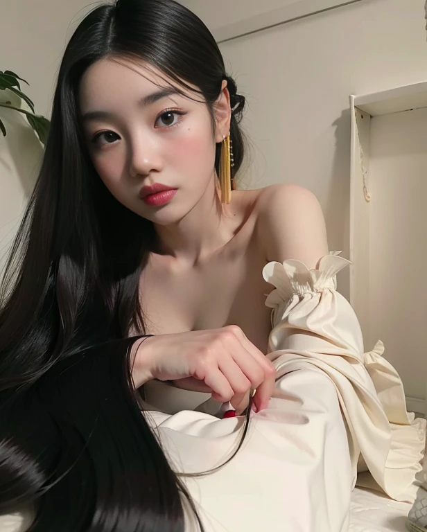 There is a woman with long white blond hair posing for a photo, Beautiful Asian girl, Asian girl, beautiful chinese model, beautiful asian woman, Xisionwu, asian features, an Asian woman, gongbi, Mulher sul-coreana bonita, asian women, Asian with long hair, linda mulher coreana jovem, wenfei you, jennie blackpink, a young Asian woman
