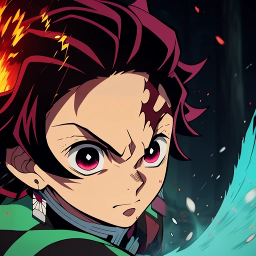hight resolution, Anime Art Wallpapers 8K, epic composition, Battle, Anime character with a sword on the background of a deep and dark ominous burning forest, mist, Cute guy in Demon Slayer art, Demon Slayer Art Style, demon slayer rui fanart, badass anime 8 k, Demon Slayer, Anime Key Art, 4 k manga wallpapers, kimetsu no yaiba, anime wallaper, Ultra Transparent, Ultra Detailed, very extremely beautiful, anime epic artwork, Anime Art Wallpapers 8K, Local Art, anime art, cool, fierce, holding sword, slashing at viewer, solo focus on Anime character, up close image on face, fiery detailed red and pink sparks falling down background, (Ultra Extra Detailed face and eyes), (Cool), full face visible, red flame, face texture, colorful and fiery background, sword pointed away from Anime character