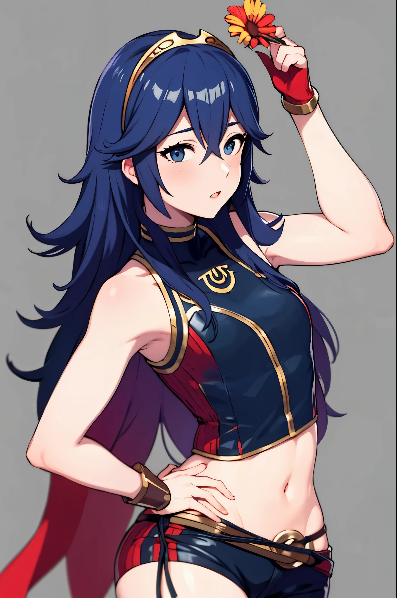 cipLucy, tiara, crop top, sleeveless, short shorts