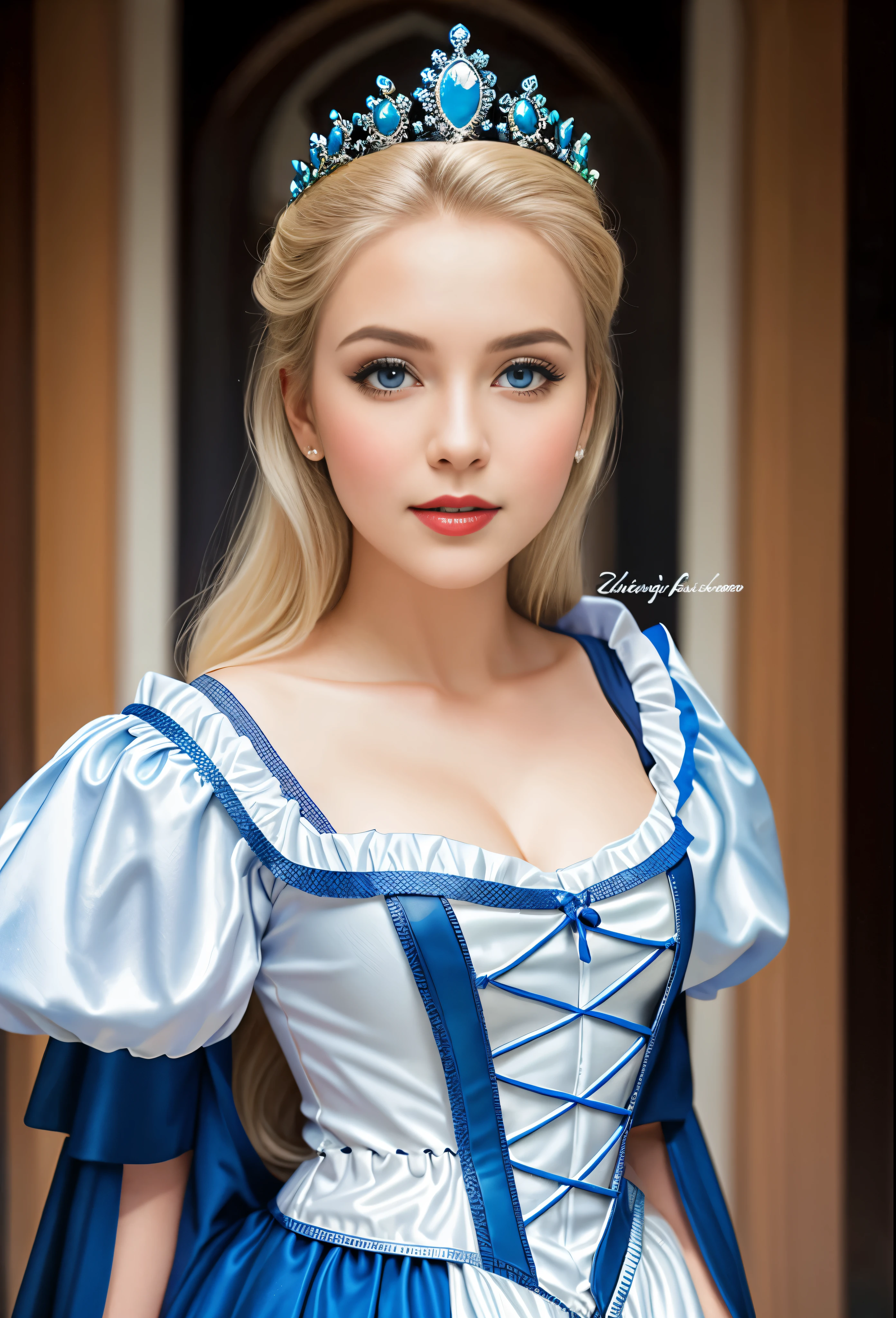 A girl in Snow White&#39;s iconic blue costume ! 