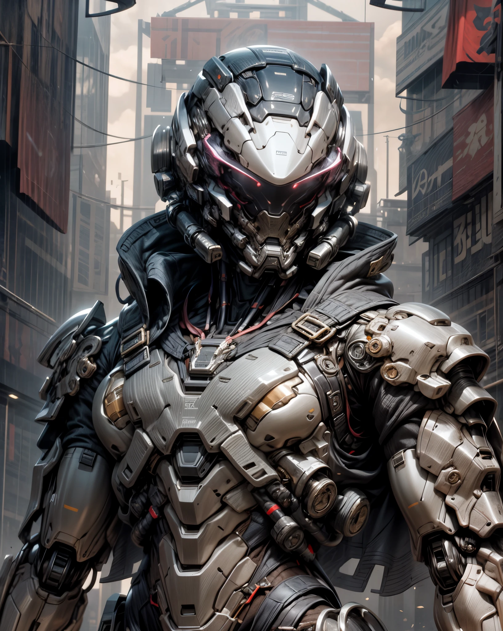 (((An epic and visually stunning digital anime masterpiece:1.5, art piece featuring a ((mid 30’s feminine male:1.5)) elegant military mechanical soldier clad in a sleek yet tactical decorated military trench coat:1.5))), (((flat masculine male chest, beautifully elegant military mechanical mecha head with elegant mecha face:1.6, with an angular masculine male facial structure:1.4))), (((the character is clothed in a scifi tactical double breasted trench coat with a built in exoskeleton:1.6))), (((over a form fitted armor plated yet super sleek and sensually revealing under suit, waist and thighs exposed:1.6))), ((The image showcases the intricacies of the character’s armor and clothing:1.4)), ((capturing their flamboyant feminine essence and heavy mechanical art deco aesthetic:1.5)), ((The character also possesses a more masculine androgynous charm:1.4)), (((with a toned yet heavily muscled gorgeous feminine physique:1.4, a sleek waist:1.4, mesomorphic mechanical muscular torso, toned yet beautifully sleek mechanical arms and legs with thick thighs:1.6, mechanical muscles))), ((looking at viewer)), (((brass metal armor and brown leather))), ((((depth of field, cinematic lighting, chromatic aberration, ray tracing, UHD, masterpiece, top of head covered, super detail, high details, high quality, award winning, 8k, highres)))), (((dieselpunk:1.4, decopunk:1.4, artificial muscle:1.5)))