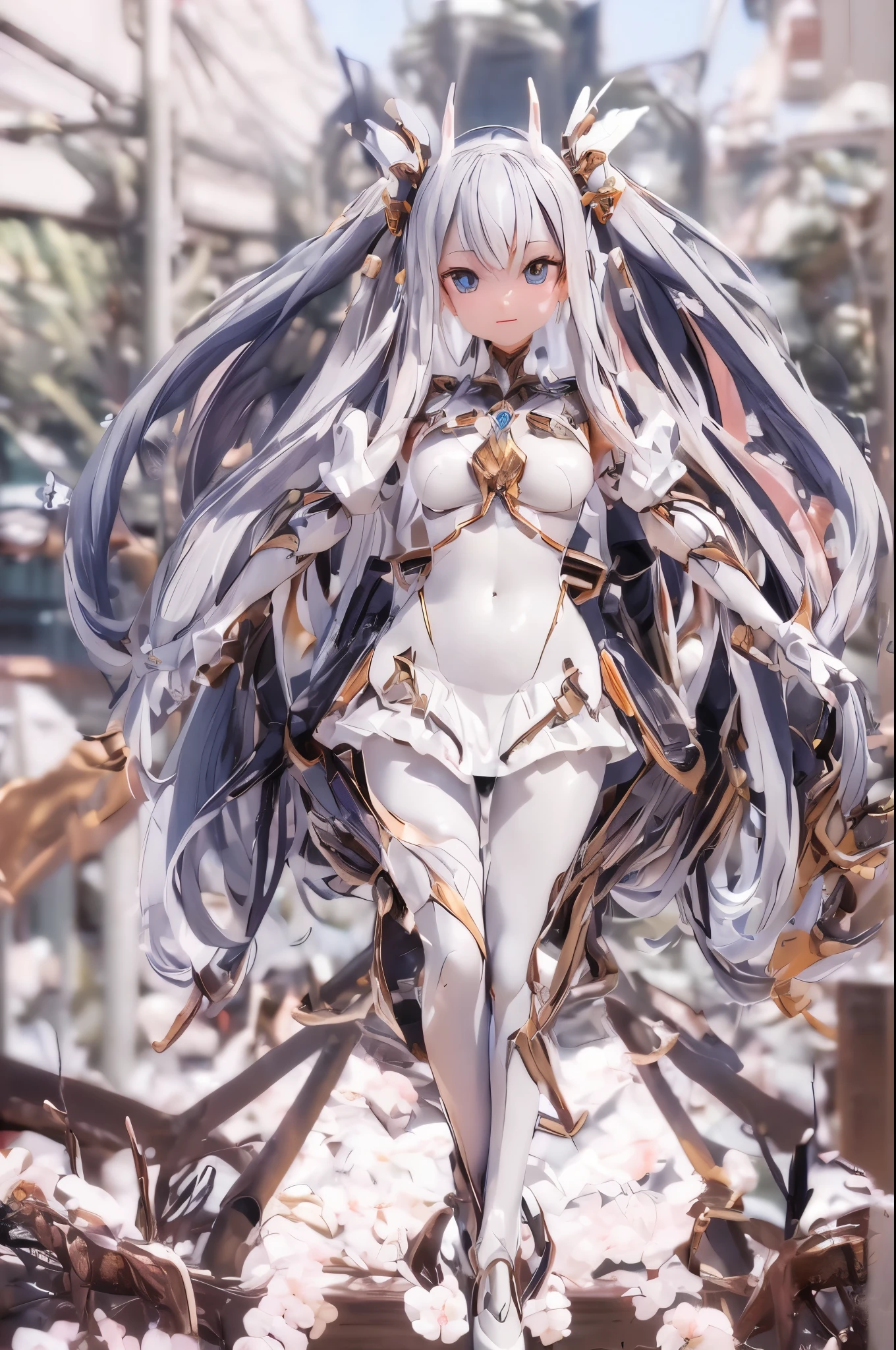 (masterpiece: 1.4), (highest quality: 1.4), (She is fused with futuristic Gundam mecha), (very cute girl, super detailed face, eyes like jewels, white very long hair, Colorful gradient hair: 1.4), Gundam style, with headgear, with v-fin ,, armored shoulders,armored under arms, armored under legs, mechanical wings, battle pose, (whole body:1.5, perfect 2 arms, perfect 2 legs: 1.4), (perfect four fingers: 1 thumb), light, shine, Bokeh, super fine