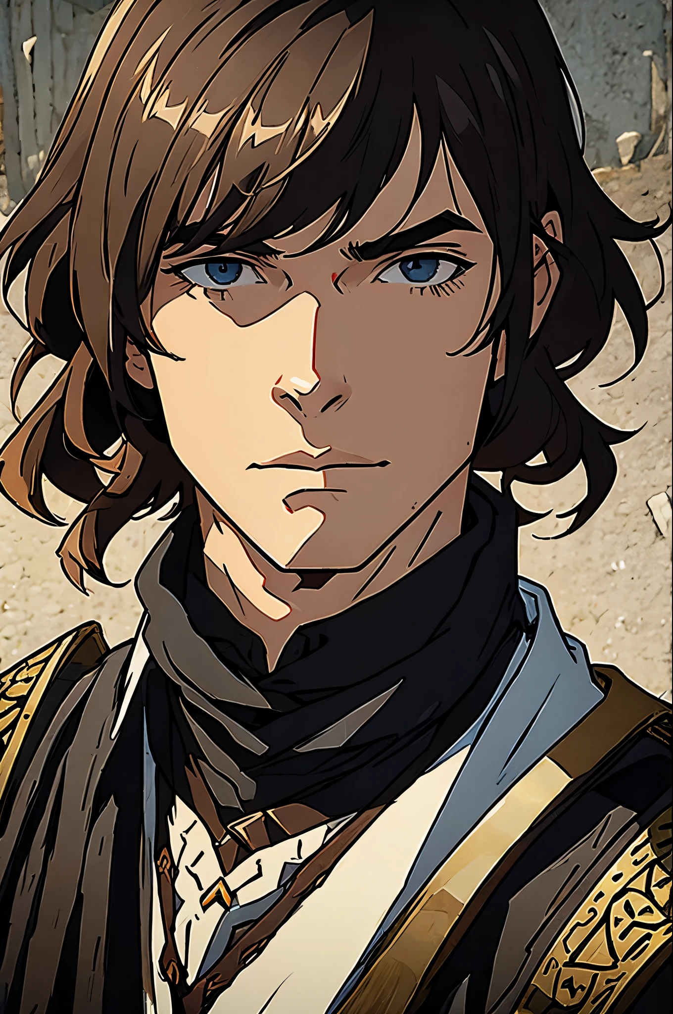 1man,portrait,Medieval mercenaries、リアル