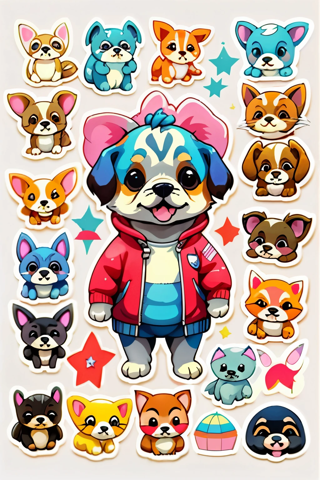 10 adorable dog collection in the style of kawaii fanciful costume design:
One group of dogs wearing cute outfits,
With colorful costumes that brightly shine,
The first dog, a pug, dons a pink tutu,
And a matching bow on its head, so new!
Next is a bulldog in a blue knight suit,
Shining armor and a pointed hat so cool,
A beagle in a red raincoat follows,
With a yellow umbrella to keep the showers,
A Chihuahua in a cute astronaut ensemble,
Star-studded jumpsuit and a tiny