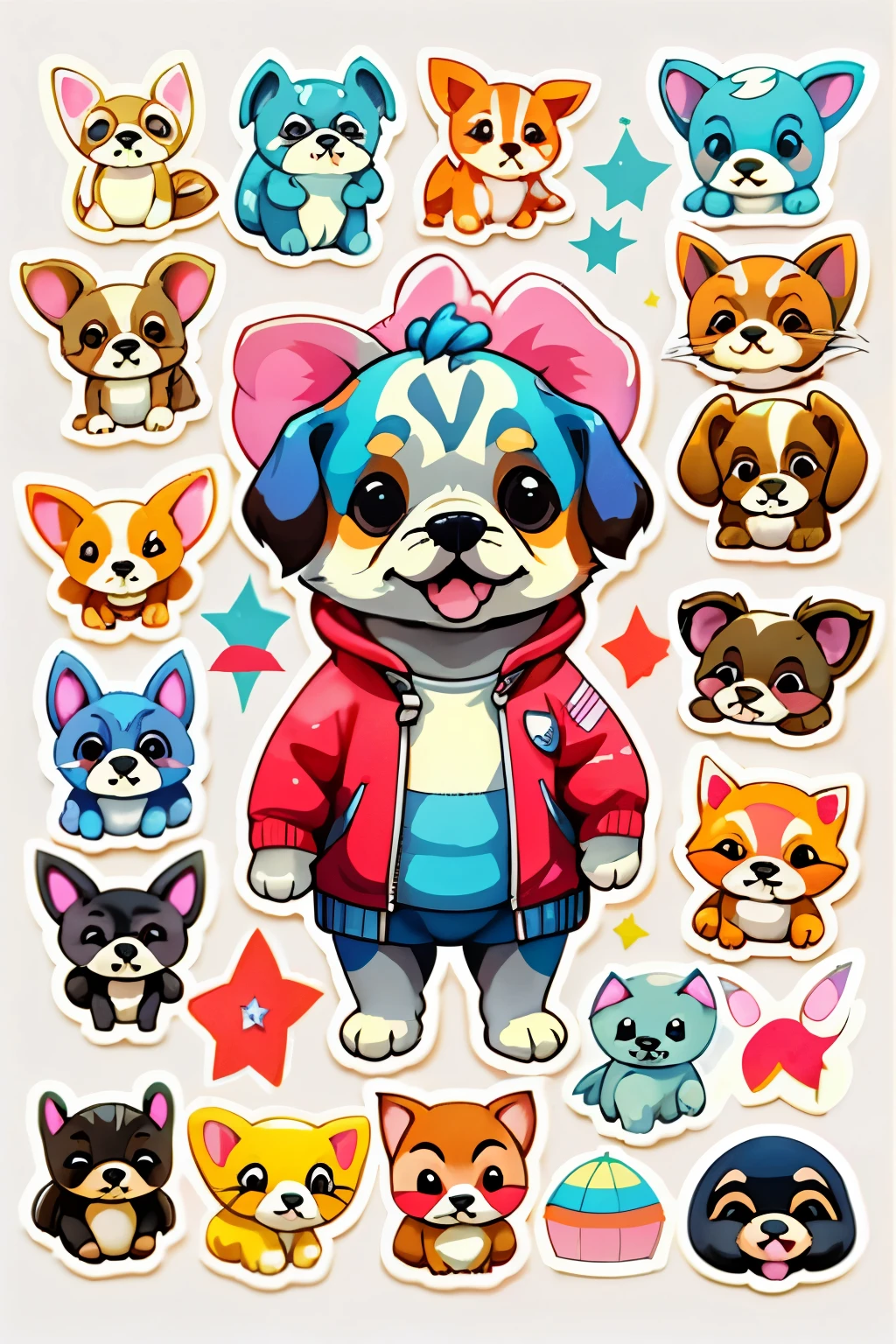 10 adorable dog collection in the style of kawaii fanciful costume design:
One group of dogs wearing cute outfits,
With colorful costumes that brightly shine,
The first dog, a pug, dons a pink tutu,
And a matching bow on its head, so new!
Next is a bulldog in a blue knight suit,
Shining armor and a pointed hat so cool,
A beagle in a red raincoat follows,
With a yellow umbrella to keep the showers,
A Chihuahua in a cute astronaut ensemble,
Star-studded jumpsuit and a tiny
