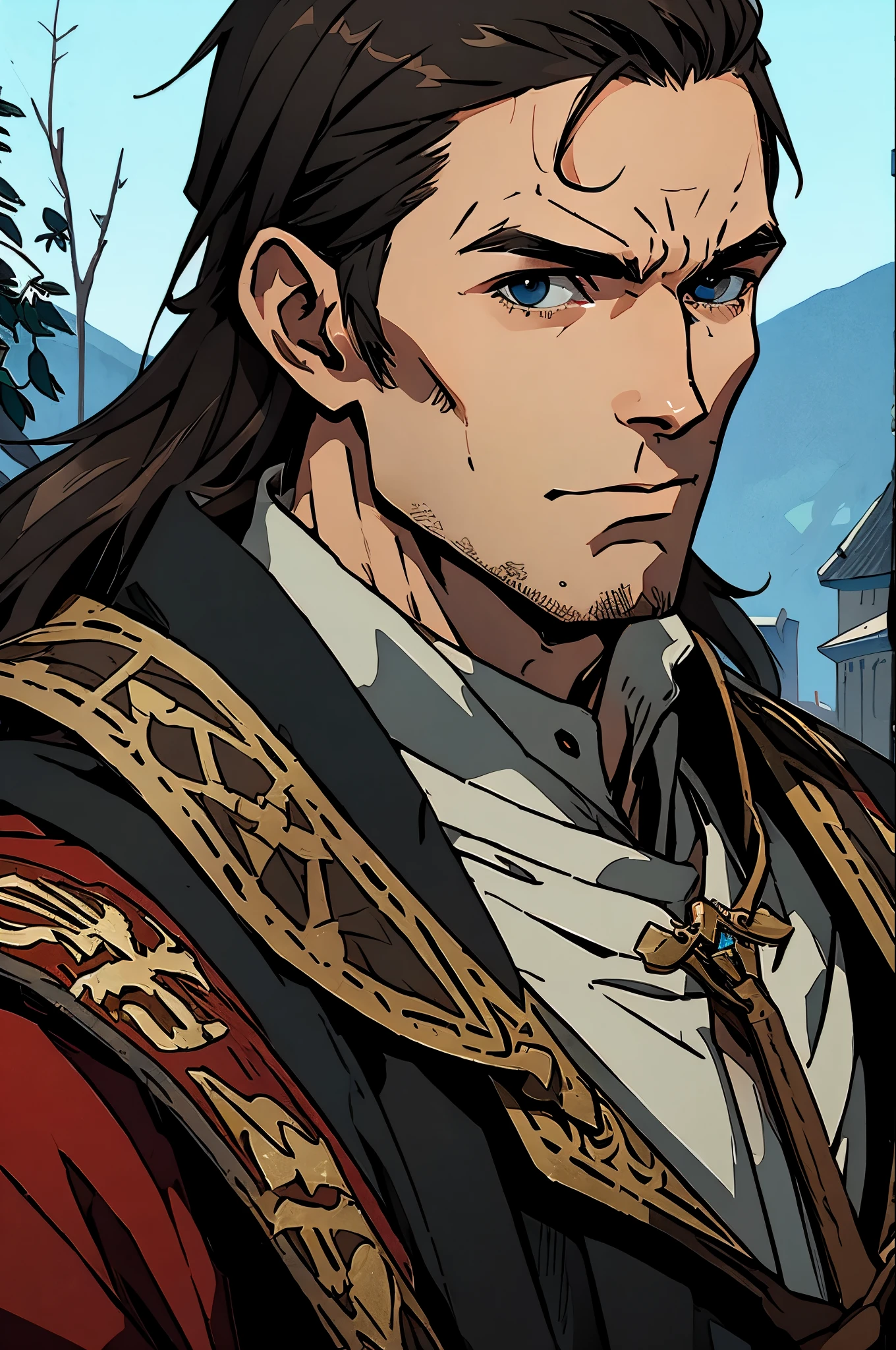 1man,portrait,Medieval mercenaries、リアル