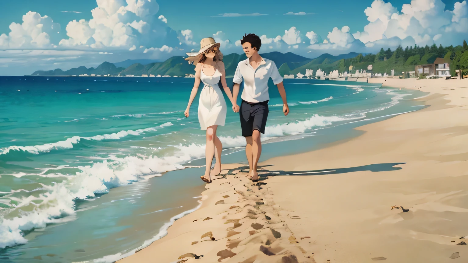 walking on the sandy beach