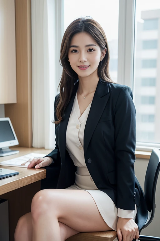 ((she is a doctor)), masutepiece, Best Quality, Ultra-detailed, finely detail, hight resolution, 8K Wallpaper, Perfect dynamic composition, Beautiful detailed eyes, (Doctor's attire),(doctor in a lab coat:1.1), mid-chest, Natural Color Lip, Random and sexy poses,Smile,28 years beautiful women、good tits、Examination room、stethoscope