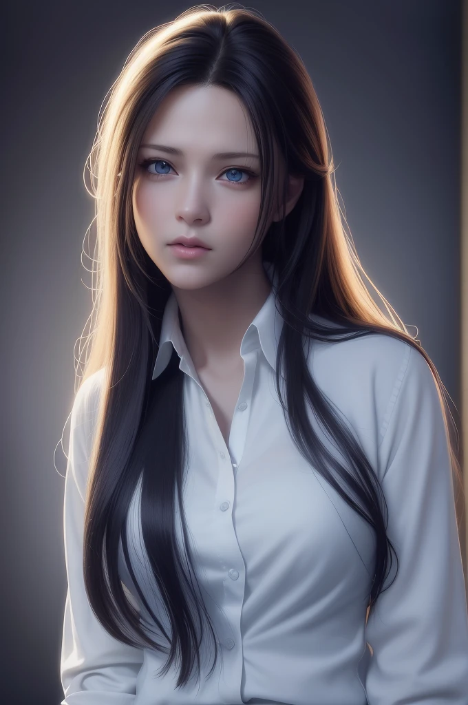 there is a woman with long hair and blue eyes posing for a picture, photorealistic anime girl render, smooth anime cg art, 3 d anime realistic, realistic young anime girl, hyperrealistic schoolgirl, realistic anime 3 d style, realistic artstyle, realistic anime artstyle, a hyperrealistic schoolgirl, realistic digital art 4 k, realistic digital art 4k