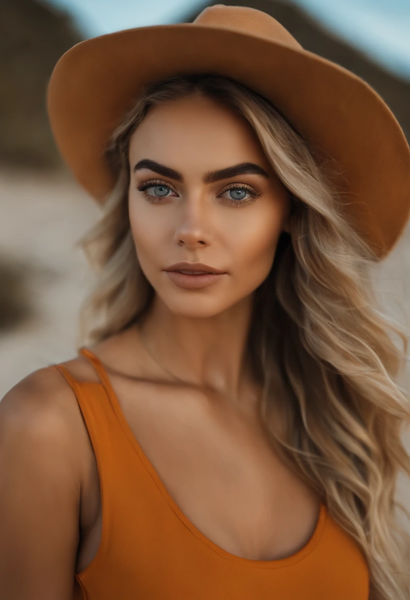 Mujer rubia con camiseta sin mangas a juego y parte inferior del bikini posando en una playa, chica sexy con ojos azules, Retrato de Sophie Mudd, fondo borroso, Mejor calidad, 1 chica, Retrato de Corinna Kopf, pelo rubio y ojos grandes, selfie de una mujer joven, unique makeup, maquillaje natural, look directly into the camera., Cara con Artgram, maquillaje sutil, Impresionante foto de cuerpo entero, In the room, pechos grandes, rubio, latinas