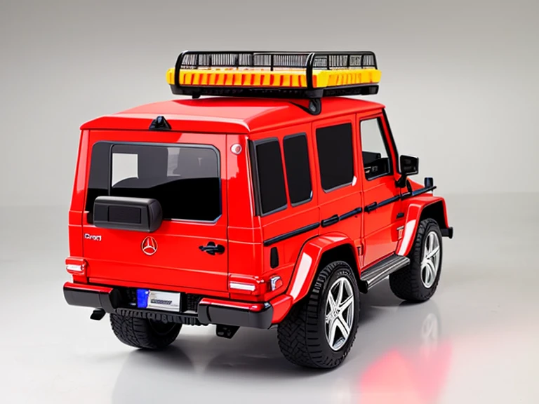 Mercedes Big G,Toy style big G,slick design,best quality,Super detailed,Big G parked in the parking lot,Sufficient lighting,Bright colors,Vehicle details are clear,Sleek toy style,Sleek cartoon style