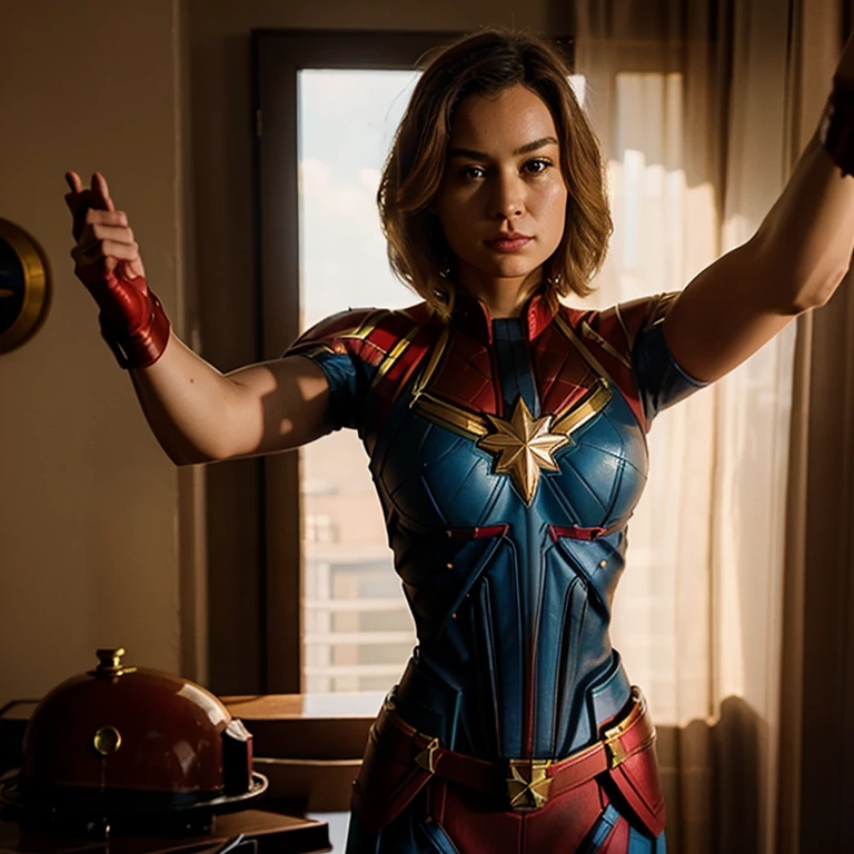 Captain Marvel taking a selfie nude