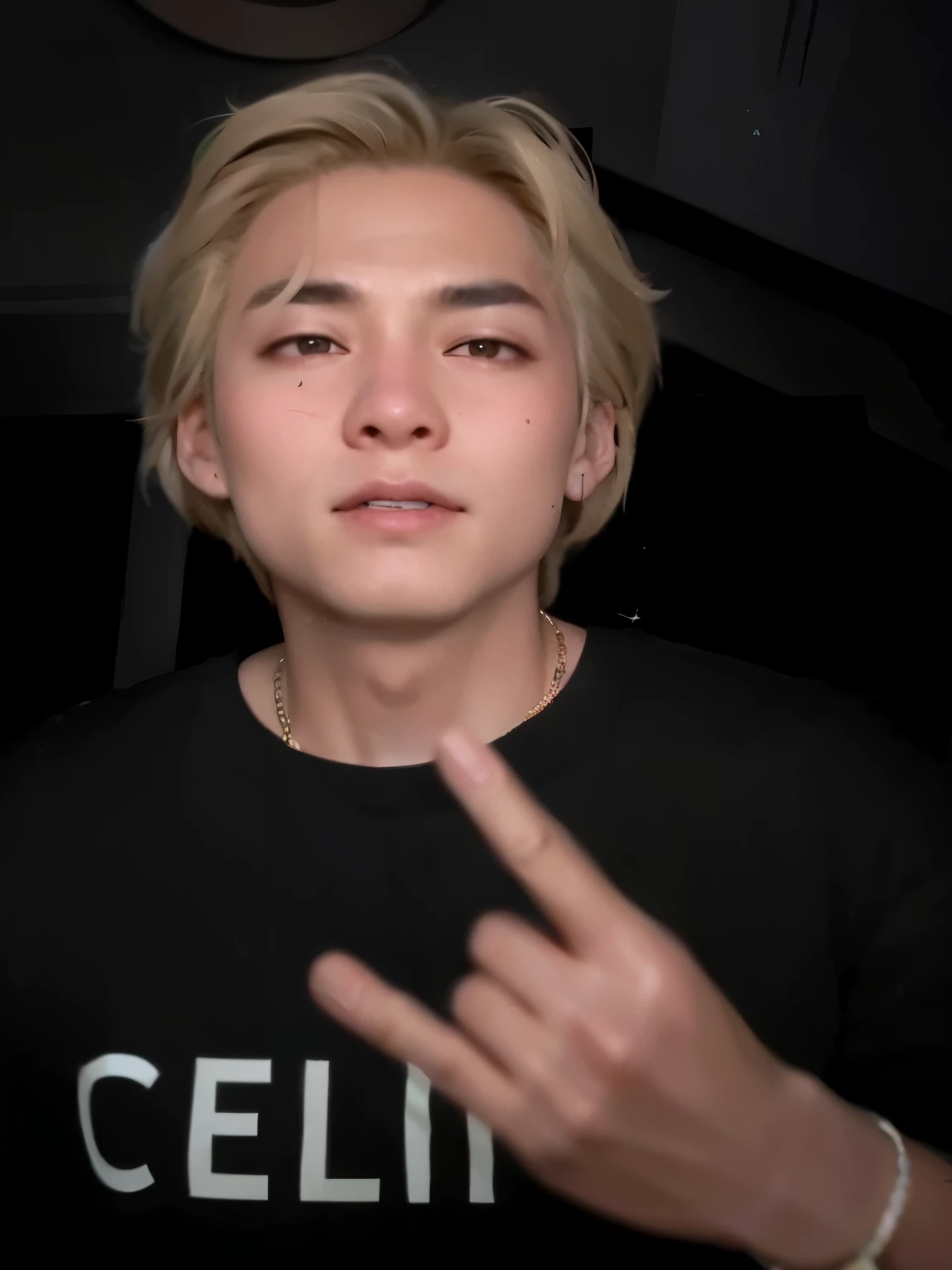 a close up of a person making a rock sign with their hands, Kim Taehyung, BTS, Taehyung comendo batatas fritas Gucci, hyung tae, Yanjun Chengt, todos do grupo BTS, giga chad chorando, adorable and pale korean face, inspirado em Kim Taehyung, ele tem um brilho vindo dele, ele tem cerca de 2 0 anos