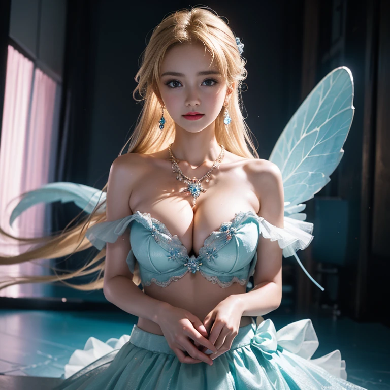 masterpiece,Highest image quality,Super details,best quality ,extremely delicate and beautiful, Very detailed,best quality, official art, Extremely detailed CG unified 8k wallpaper, Ana de Armas portrait photo, Blonde hair with black pupils,shiny skin, (beautiful eyes:1.1), beautiful skin, big watery eyes,(detailed lighting:1.2), (Beautiful and detailed light:1.3), Ice Blue Water Foam Galaxy Starburst Fairy Color Mint Skirt,beautiful breast balls, The most perfect breast ball shape,firm breast balls,Deep cleavage,Naked of breast,complex, digital drawing, Smooth, sharp focus, end of the world, epic reality, (high dynamic range:1.4), (pastel colors:1.4), Revelation,Bright colors, night, screen space refraction, (intricate details, Super detailed:1.3), art station, lens, vignette, complex background, buliding,Beautiful smile,The most beautiful look,Detailed moon background,Dreamcatcher earrings,The best look,Beautiful intricate necklace,