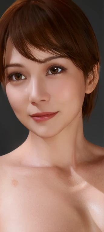 real person,plump,mature woman,Lifelike image quality,short brown hair,wheat bran,smiling expression