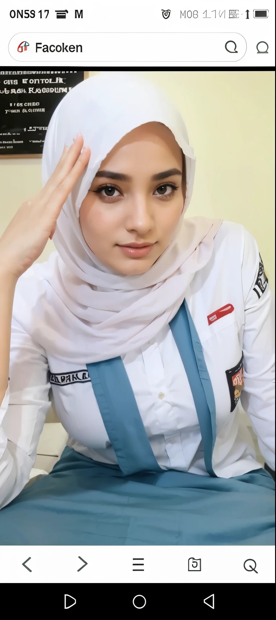 a close view photo of woman with hijab in the Indonesian high school room, without using any clothes, thick body, sexy body, nude body, naked, fuckable pose, show breast, show tits, show vagina, hairy pussy, big ass, standing, sexy body curve, big, big cleavage