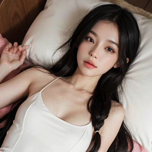 A woman is sitting on a bed holding a teddy bear, Beautiful young Korean woman, blackpink jennie, Korean woman, Beautiful Korean Woman, Beautiful young Korean woman, Young and lovely Korean face, Jaeyeon Nam, Heonhwa Choi, 아름다운 asian girl, young cute white asian face, young asian woman, Jinyoung Shin, asian girl, Asian features